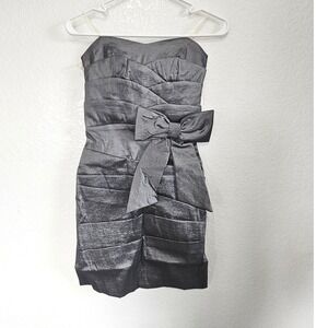 Dillards  Strapless Dress Gunmetal‎ Metallic Cocktail Evening Size 3